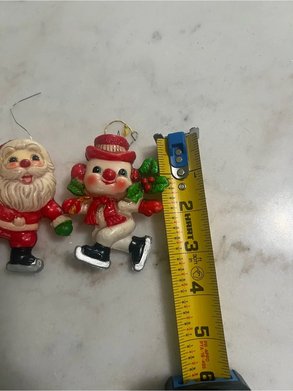 Vintage MCM Blow Mold Christmas Ornaments Skating Santa  Snowman Japan